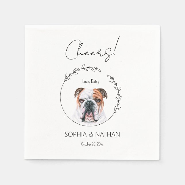 Serviette En Papier Simple anglais Bulldog Mariage Cocktail (Devant)