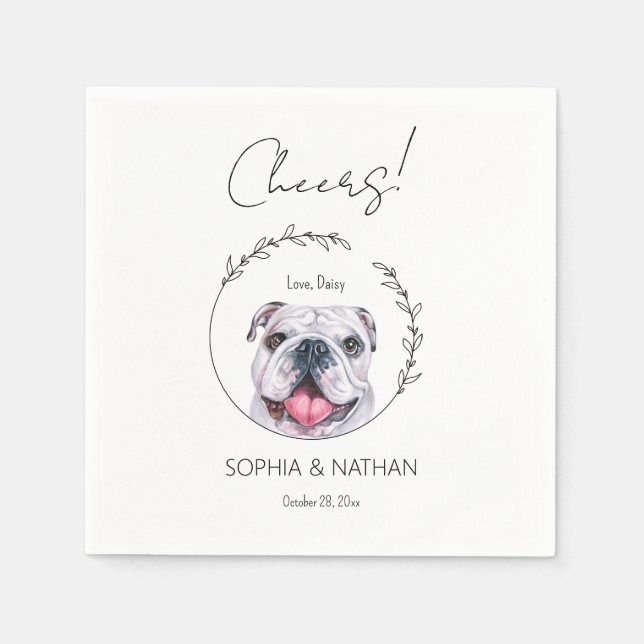 Serviette En Papier Simple anglais Bulldog Mariage Cocktail (Devant)