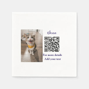 Serviette En Papier Simple animal name details QR code add text photo