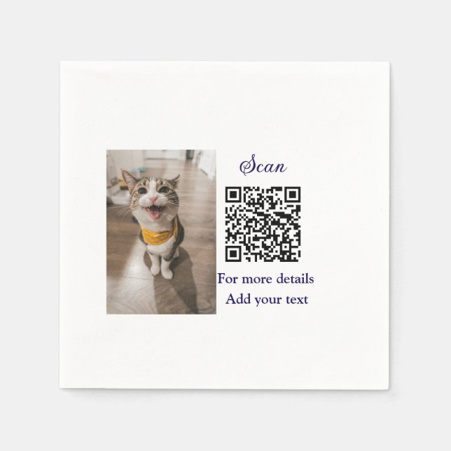 Serviette En Papier Simple animal name details QR code add text photo (Devant)