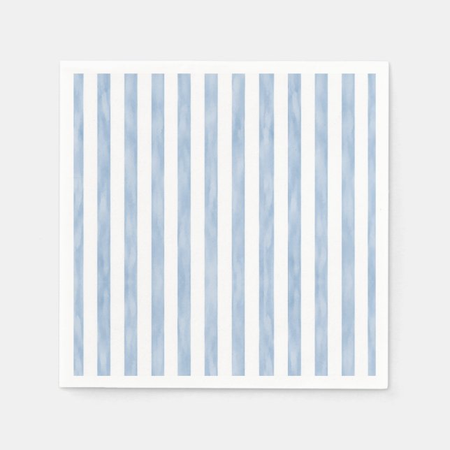 Serviette En Papier Simple Baby Shower côtier avec rayures bleues (Devant)