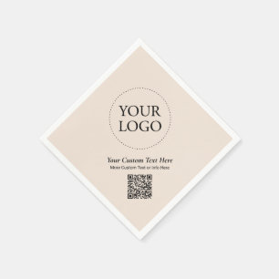 Serviette En Papier Simple Beige Custom Business Logo Code QR