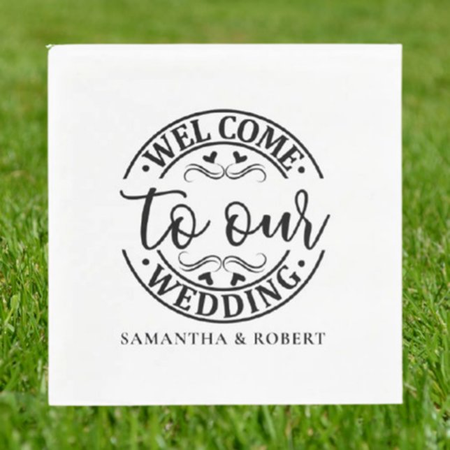 SERVIETTE EN PAPIER SIMPLE BIENVENUE MARIAGE  (Personalize  napkins effortlessly—add a heartfelt touch today!)