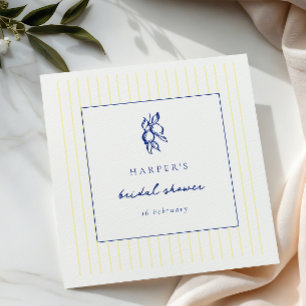 Serviette En Papier Simple Blue & Yellow Doodle Citrons Enterrement de