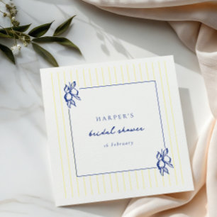 Serviette En Papier Simple Blue & Yellow Doodle Citrons Enterrement de