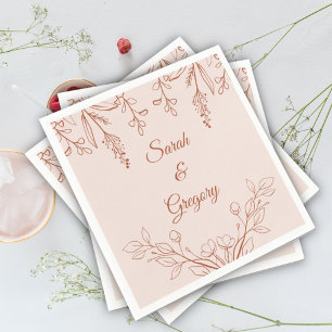 Serviette En Papier Simple Boho Floral Terracotta Mariage