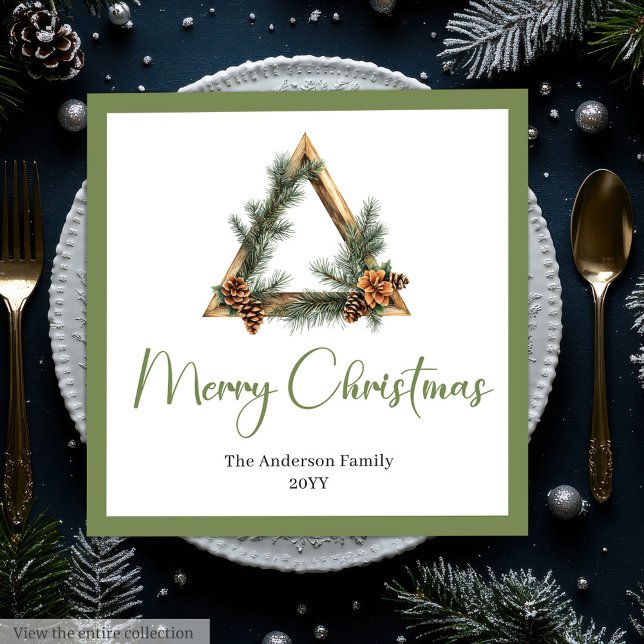 Serviette En Papier Simple Boho Rustic Christmas Wreath Napkins (Simple Boho Rustic Christmas Wreath Napkins)