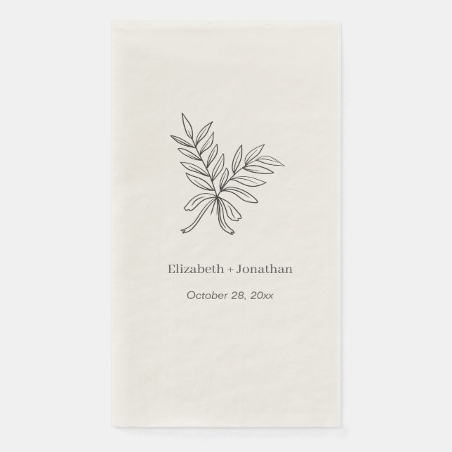 Serviette En Papier Simple Bouquet de Feuilles Mariage Fiançailles Mar (Devant)