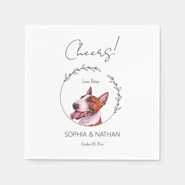 Serviette En Papier Simple Bull Terrier Mariage Cocktail (Devant)