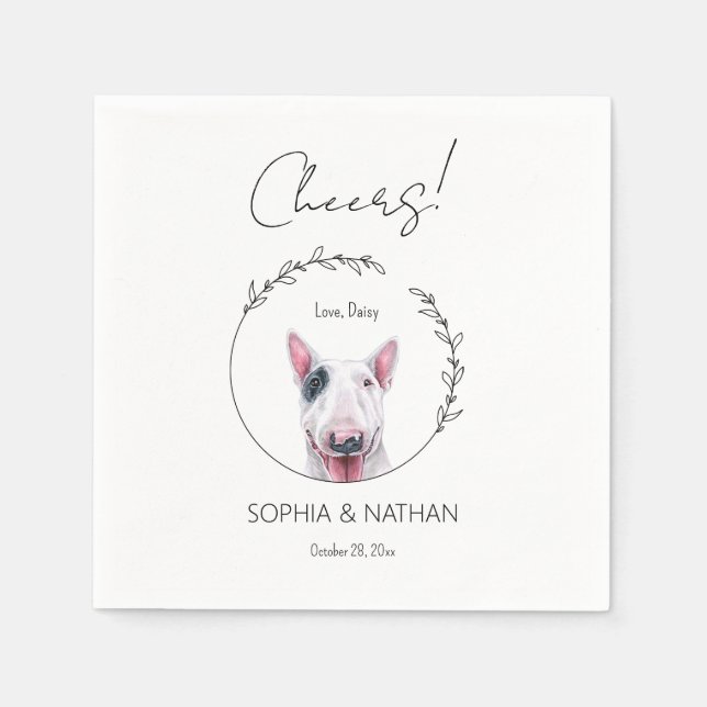 Serviette En Papier Simple Bull Terrier Mariage Cocktail (Devant)