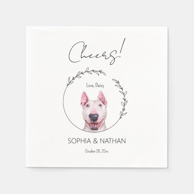 Serviette En Papier Simple Bull Terrier Mariage Cocktail (Devant)