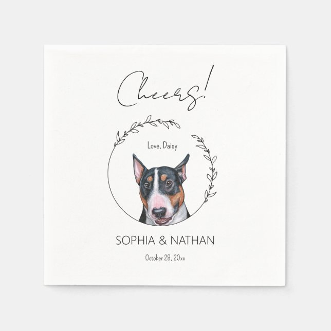 Serviette En Papier Simple Bull Terrier Mariage Cocktail (Devant)