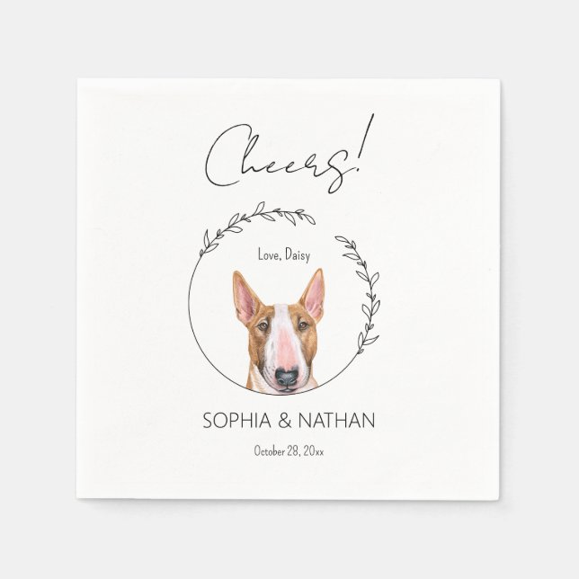 Serviette En Papier Simple Bull Terrier Mariage Cocktail (Devant)