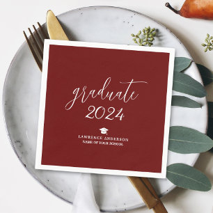 Serviette En Papier Simple Burgundy Graduate 2024 Graduation Party