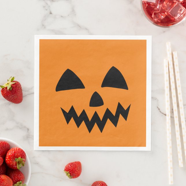 Serviette En Papier Simple Citrouille d'Halloween face fantôme flippan (En situation)