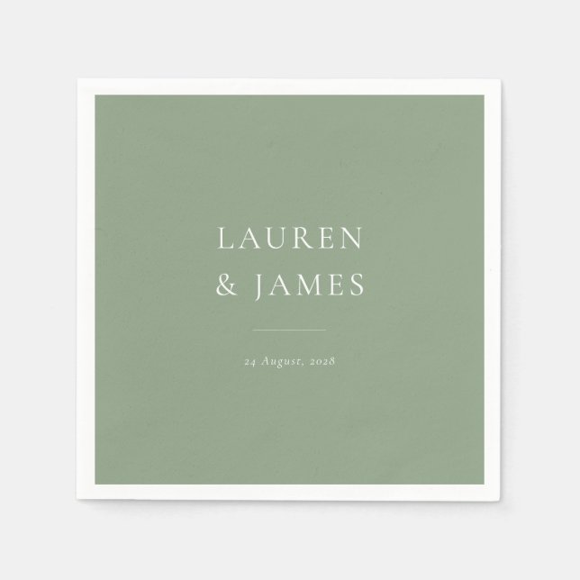 Serviette En Papier Simple Classic Couples Name & Date Wedding (Devant)