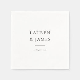 Serviette En Papier Simple Classic Couples Name & Date Wedding