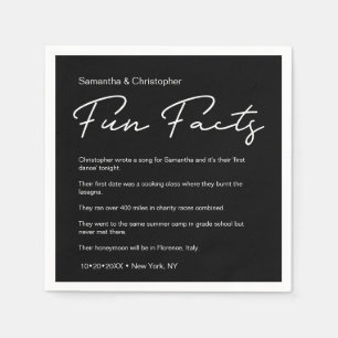 Serviette En Papier SImple Classique Noir Blanc Mariage faits amusants