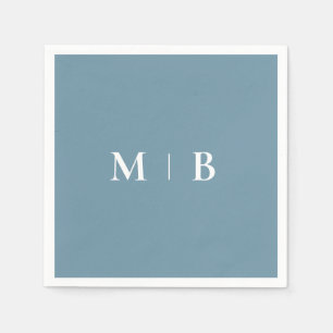 Serviette En Papier Simple Contemporary Monogram Blue Cocktail