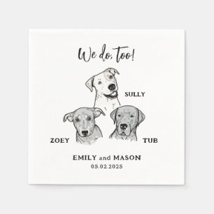 Serviette En Papier Simple Cute 3 Chiens Mariage Animaux de compagnie