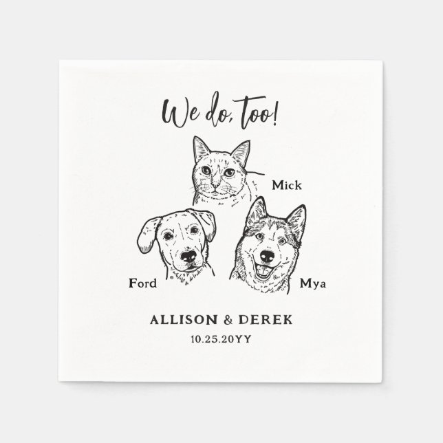 Serviette En Papier Simple Cute Cat Dog Pet Wedding Custom (Devant)