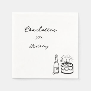 Serviette En Papier simple Dessin à la Main 30e Anniversaire