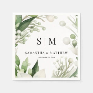 Serviette En Papier Simple Deux Initiales Mariage de Noël
