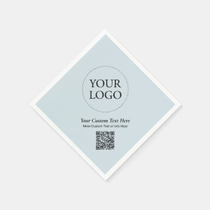 Serviette En Papier Simple Dusty Blue Custom Business Logo Code QR