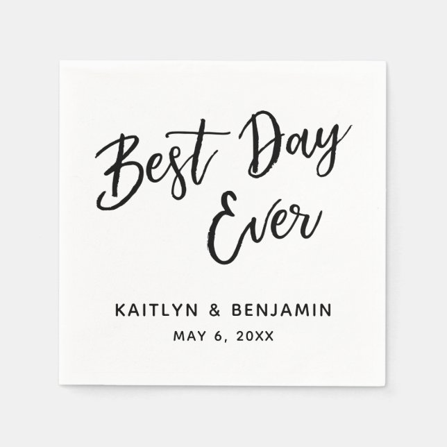 Serviette En Papier Simple écriture manuscrite noire Meilleure journée (Devant)