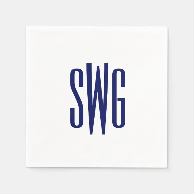 Serviette En Papier Simple Élégant 3 Lettre Initiale Monogramme #8BSt3 (Devant)