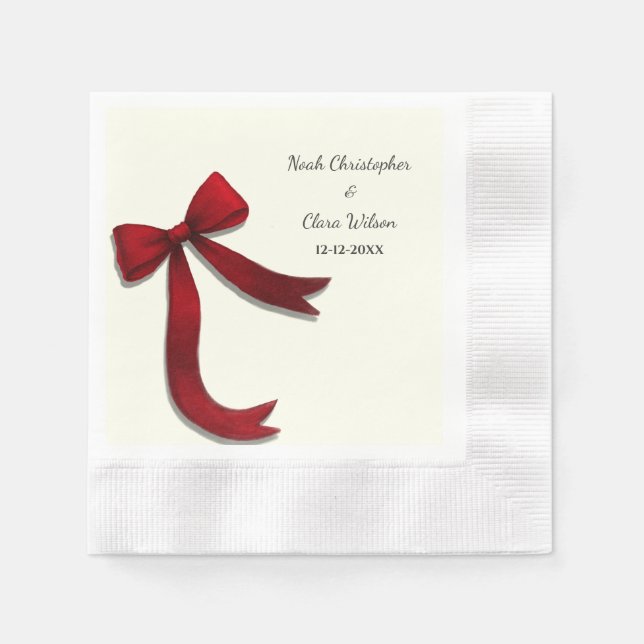 Serviette En Papier Simple Elegant Minimalist Red Bow (Devant)