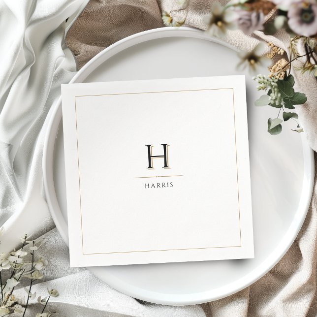 Serviette En Papier Simple Elegant Moderne Classique Luxe Famille Mono (Simple Elegant Modern Classy Luxe Family Monogram Napkins)