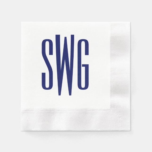 Serviette En Papier Simple Élégant Monogramme de 3 Lettres Initiales # (Devant)