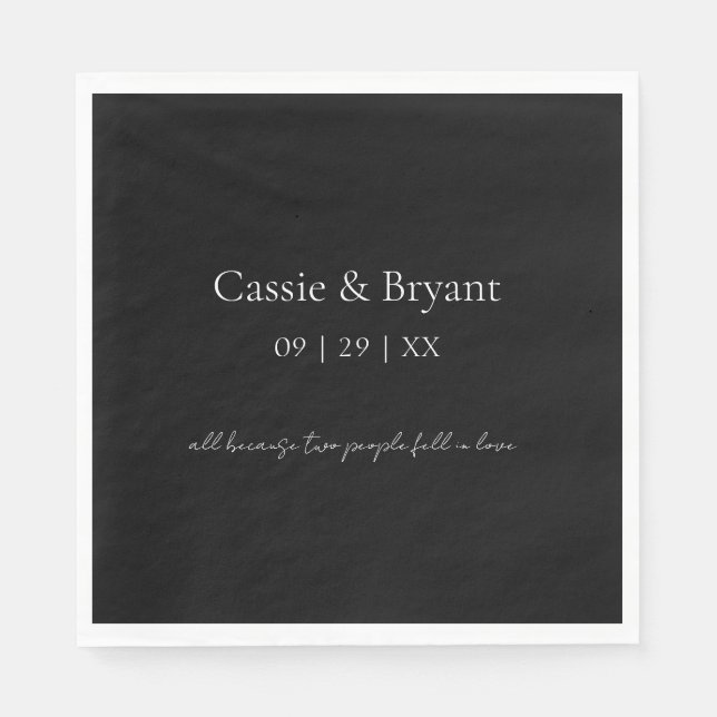Serviette En Papier Simple Elegant noir et blanc Mariage gothique (Devant)