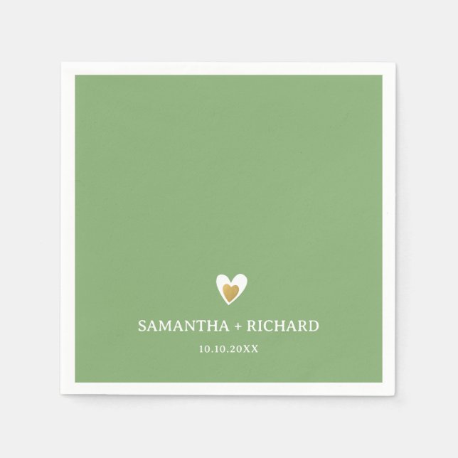 Serviette En Papier Simple Elegant Sage Green Gold Mariage (Devant)