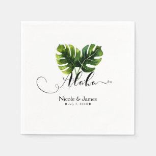 Serviette En Papier Simple Elegant Tropical Palm Feuille Mariage chic