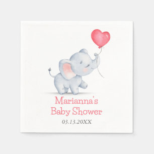Serviette En Papier Simple éléphant et ballon en forme de cœur pour Ba
