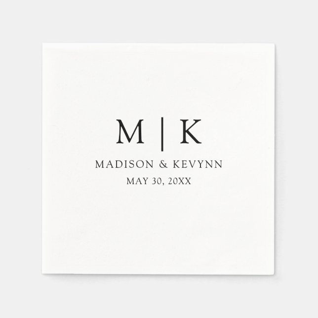 Serviette En Papier Simple et Chic | Serviettes de mariage (Devant)