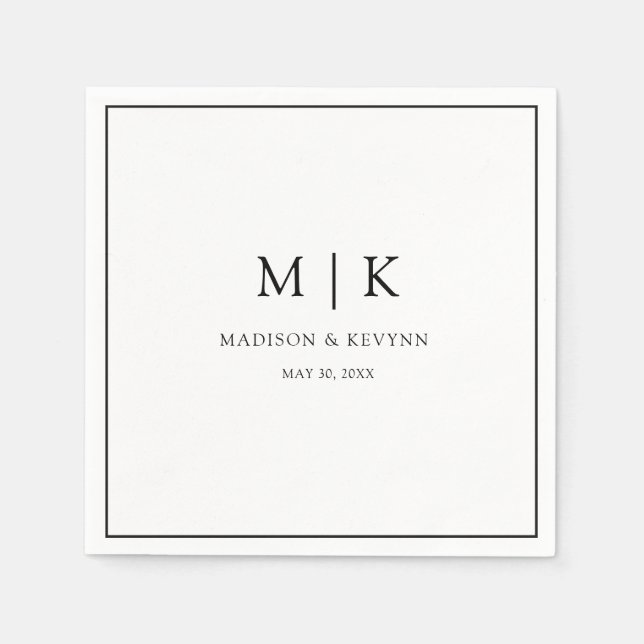 Serviette En Papier Simple et Chic | Serviettes de mariage (Devant)