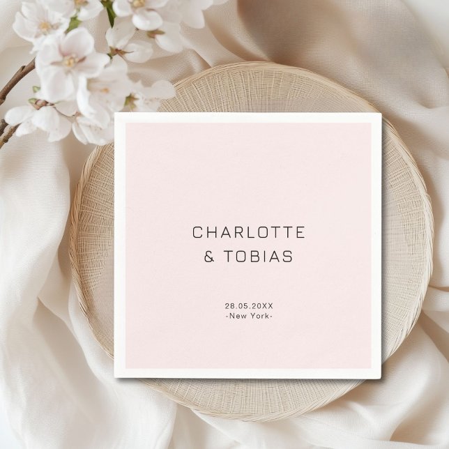 Serviette En Papier Simple et élégant mariage rose clair (Simple elegant light pinkcustom wedding napkins)