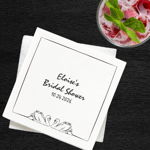 Serviette En Papier Simple et intemporel faire-part de mariage cygne m