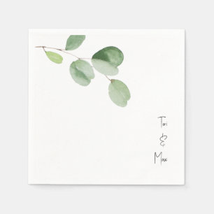 Serviette En Papier Simple Eucalyptus Stem Moderne Font Names Cocktail
