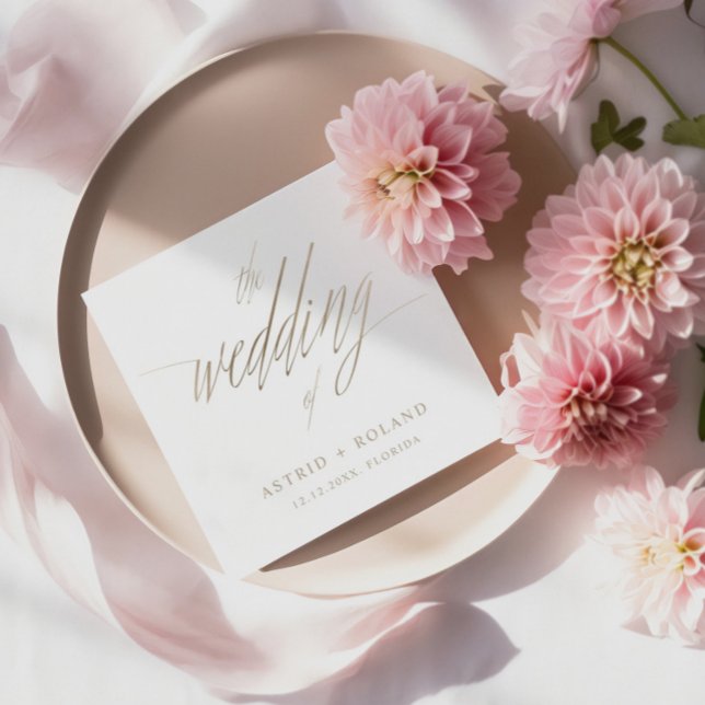 Serviette En Papier Simple Faux Gold Calligraphie le Mariage de (Créateur téléchargé)