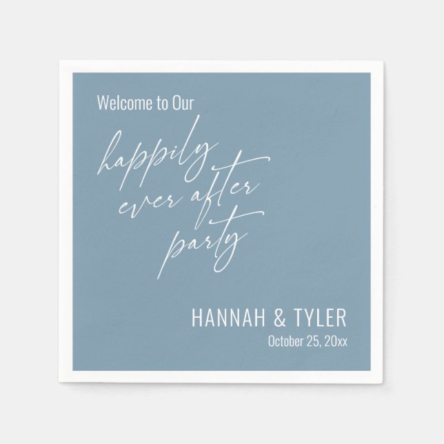 Serviette En Papier Simple Fête de Mariage Dusty Blue (Devant)