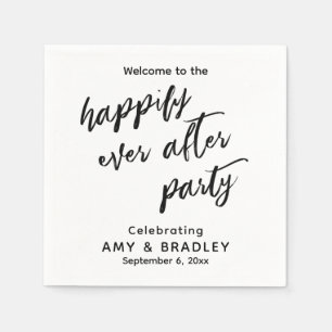 Serviette En Papier Simple Fête de Mariage Heureux écriture manuscrite