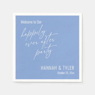 Serviette En Papier Simple Fête de Mariage Heureux Pour Toujours Bleu 