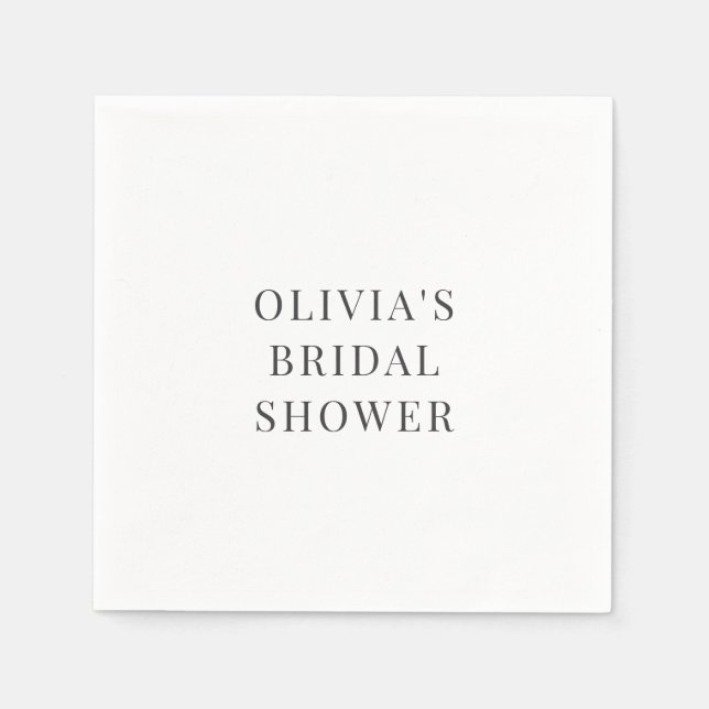 Serviette En Papier Simple Fête de Mariage Noir et Blanc (Devant)