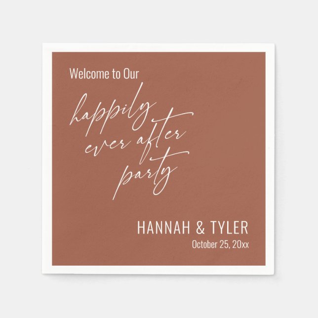 Serviette En Papier Simple Fête de Mariage Terracotta (Devant)