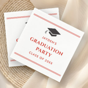 Serviette En Papier Simple Fête de Remise de Diplômes Sportive Rouge