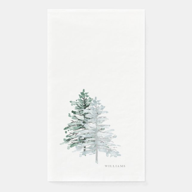 Serviette En Papier Simple Forêt Hivernale Nom Personnalisé (Devant)